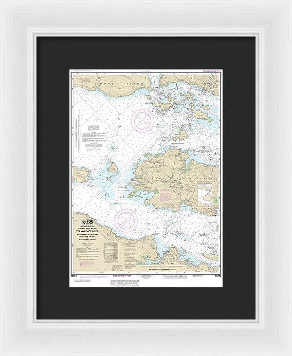 Nautical Chart-14774 Round I, Ny,-gananoque, Ont,-wolfe I, Ont - Framed Print