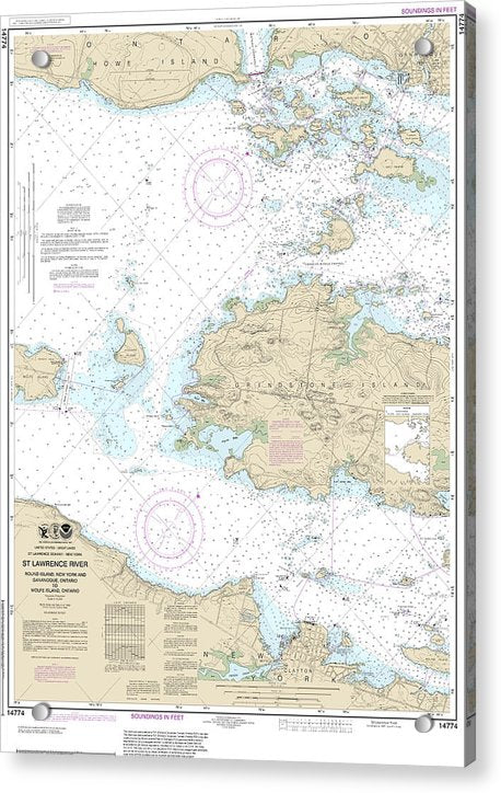 Nautical Chart-14774 Round I, Ny,-gananoque, Ont,-wolfe I, Ont - Acrylic Print