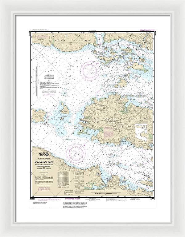 Nautical Chart-14774 Round I, Ny,-gananoque, Ont,-wolfe I, Ont - Framed Print