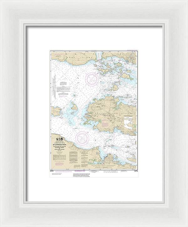 Nautical Chart-14774 Round I, Ny,-gananoque, Ont,-wolfe I, Ont - Framed Print