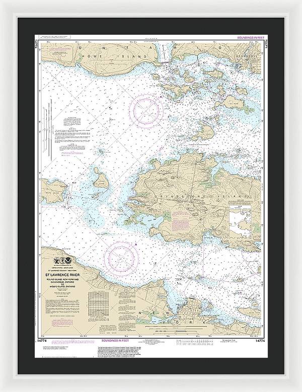 Nautical Chart-14774 Round I, Ny,-gananoque, Ont,-wolfe I, Ont - Framed Print