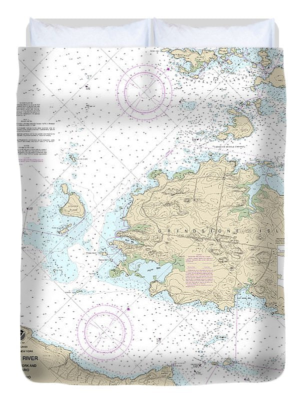 Nautical Chart-14774 Round I, Ny,-gananoque, Ont,-wolfe I, Ont - Duvet Cover