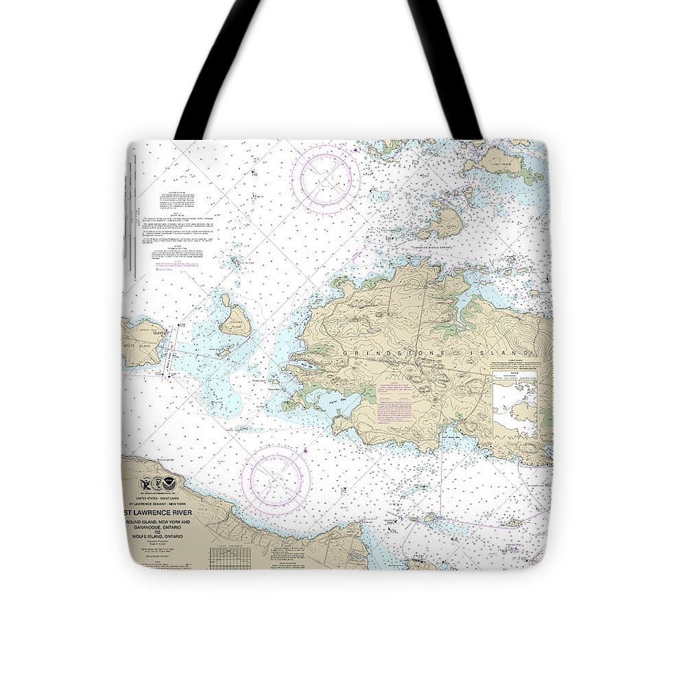 Nautical Chart-14774 Round I, Ny,-gananoque, Ont,-wolfe I, Ont - Tote Bag