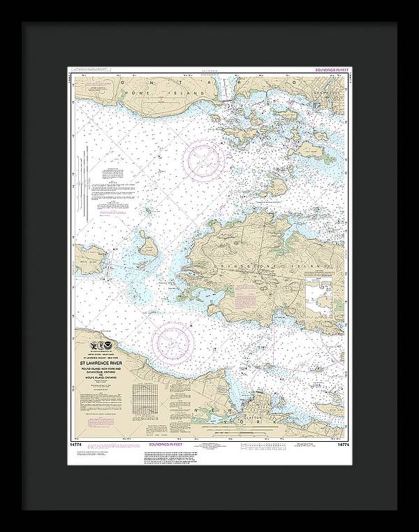 Nautical Chart-14774 Round I, Ny,-gananoque, Ont,-wolfe I, Ont - Framed Print