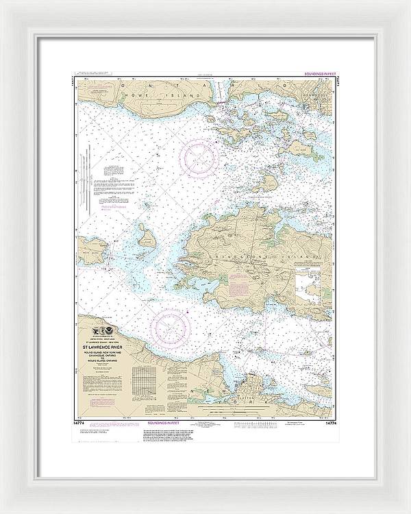 Nautical Chart-14774 Round I, Ny,-gananoque, Ont,-wolfe I, Ont - Framed Print