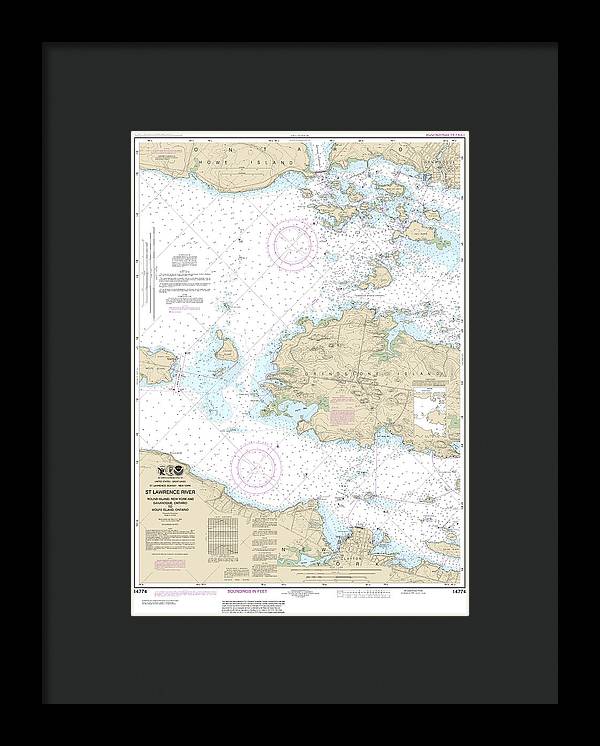 Nautical Chart-14774 Round I, Ny,-gananoque, Ont,-wolfe I, Ont - Framed Print