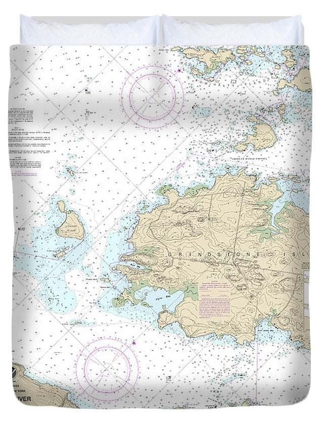 Nautical Chart-14774 Round I, Ny,-gananoque, Ont,-wolfe I, Ont - Duvet Cover