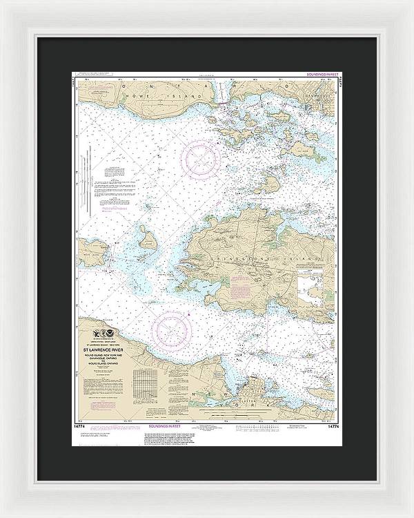 Nautical Chart-14774 Round I, Ny,-gananoque, Ont,-wolfe I, Ont - Framed Print