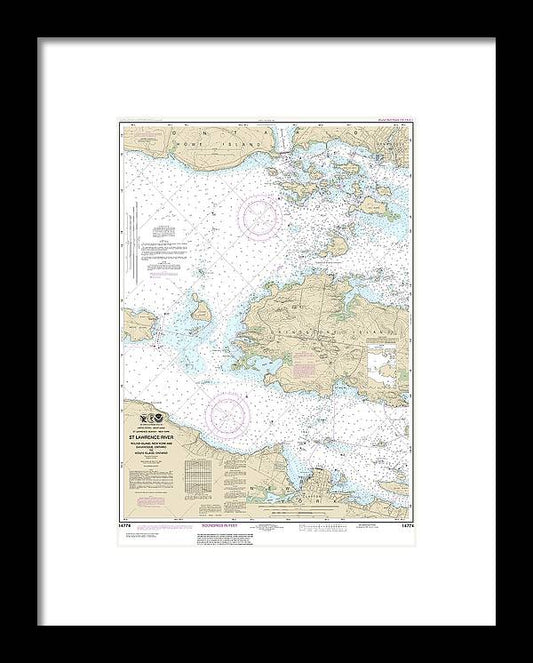 Nautical Chart-14774 Round I, Ny,-gananoque, Ont,-wolfe I, Ont - Framed Print