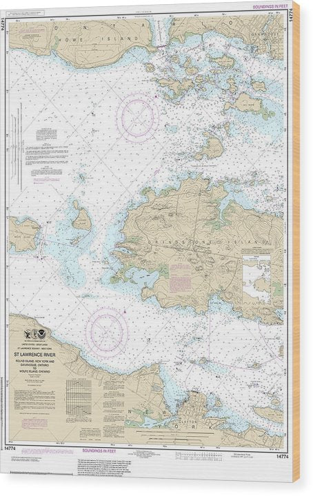 Nautical Chart-14774 Round I, Ny,-Gananoque, Ont,-Wolfe I, Ont Wood Print