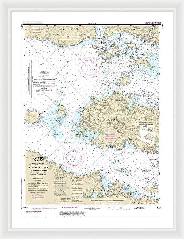 Nautical Chart-14774 Round I, Ny,-gananoque, Ont,-wolfe I, Ont - Framed Print