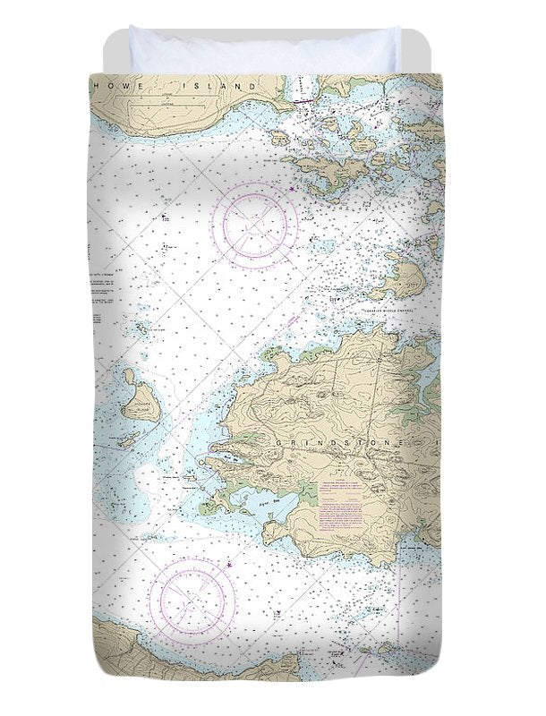 Nautical Chart-14774 Round I, Ny,-gananoque, Ont,-wolfe I, Ont - Duvet Cover