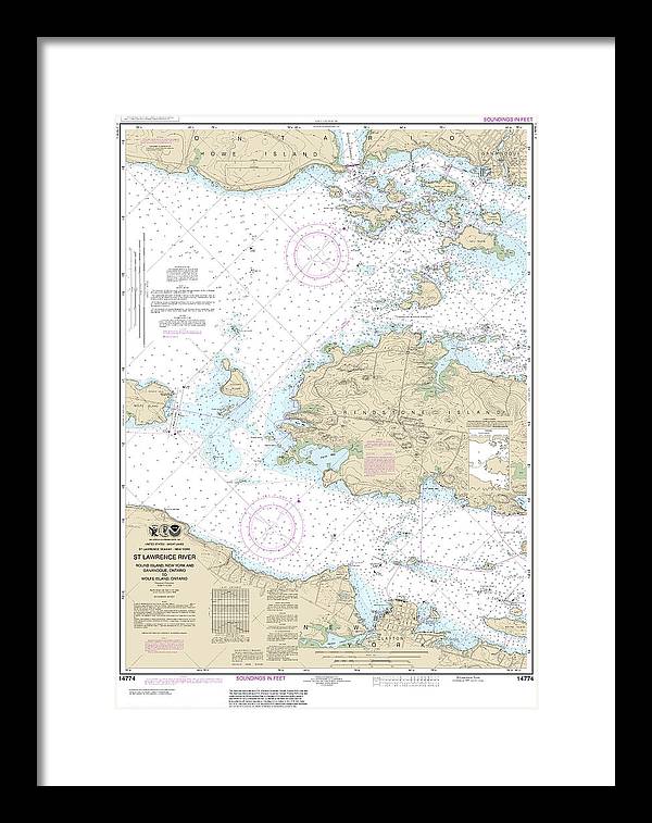 Nautical Chart-14774 Round I, Ny,-gananoque, Ont,-wolfe I, Ont - Framed Print