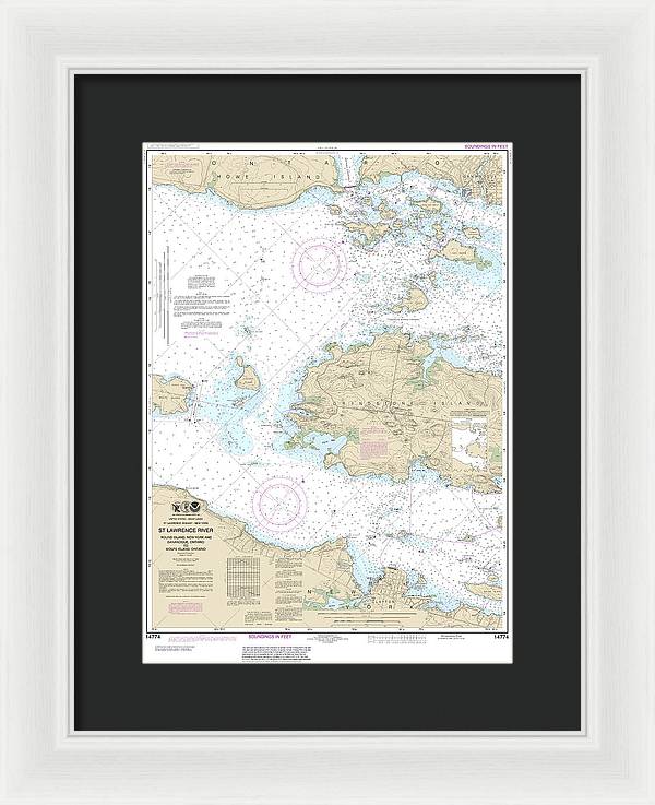 Nautical Chart-14774 Round I, Ny,-gananoque, Ont,-wolfe I, Ont - Framed Print