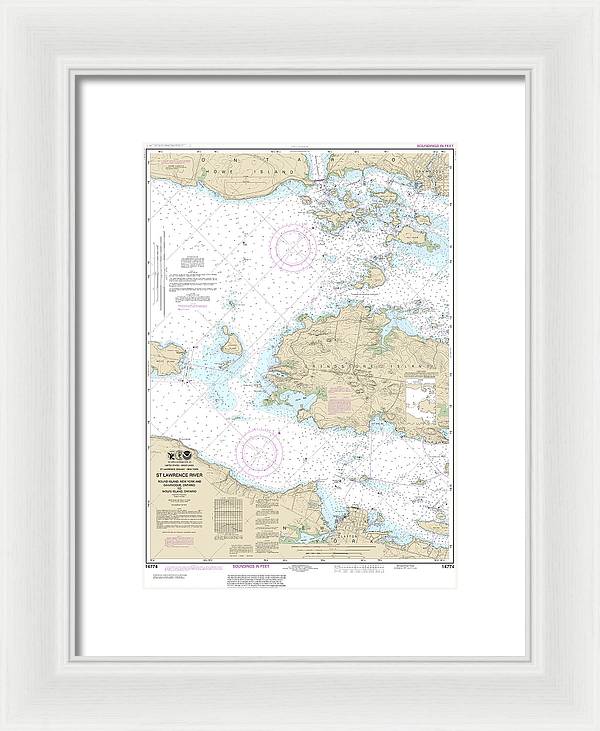 Nautical Chart-14774 Round I, Ny,-gananoque, Ont,-wolfe I, Ont - Framed Print