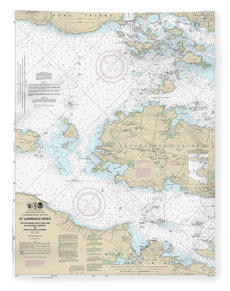 Nautical Chart-14774 Round I, Ny,-gananoque, Ont,-wolfe I, Ont - Blanket