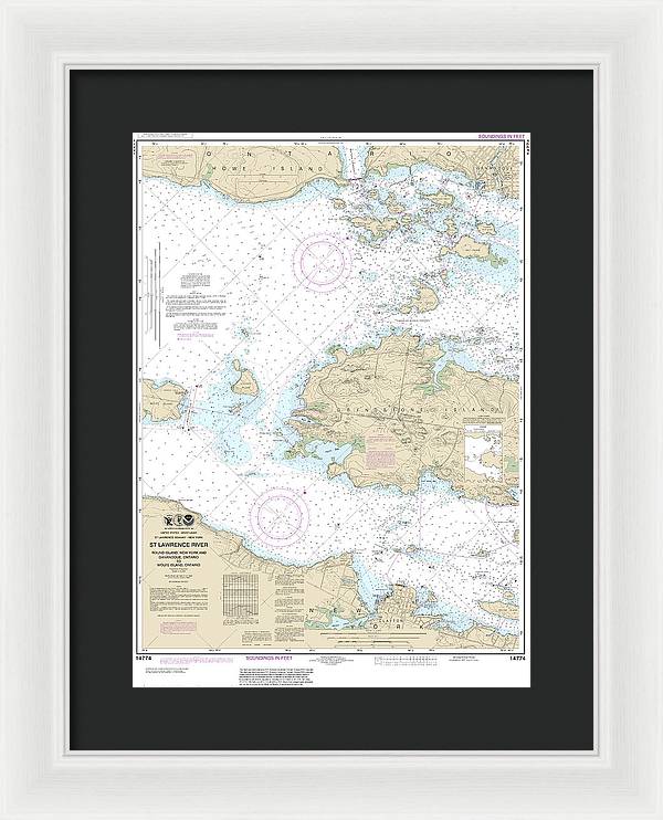 Nautical Chart-14774 Round I, Ny,-gananoque, Ont,-wolfe I, Ont - Framed Print