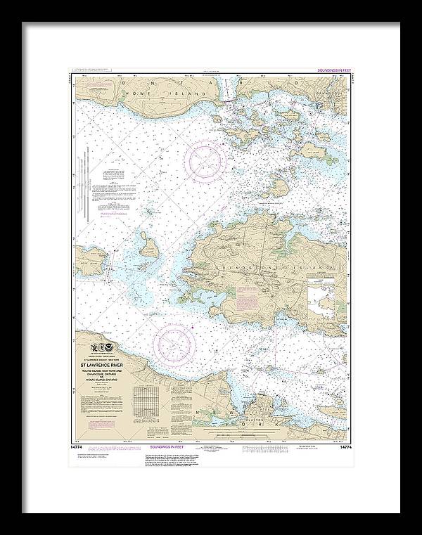 Nautical Chart-14774 Round I, Ny,-gananoque, Ont,-wolfe I, Ont - Framed Print