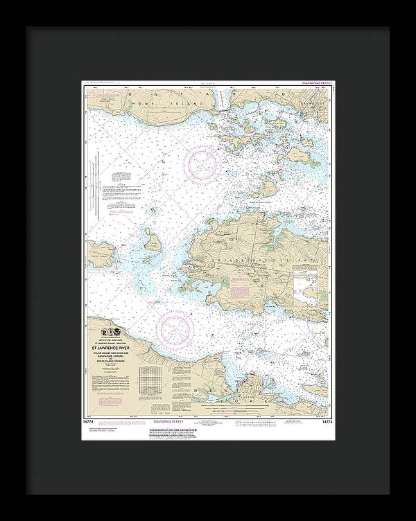 Nautical Chart-14774 Round I, Ny,-gananoque, Ont,-wolfe I, Ont - Framed Print