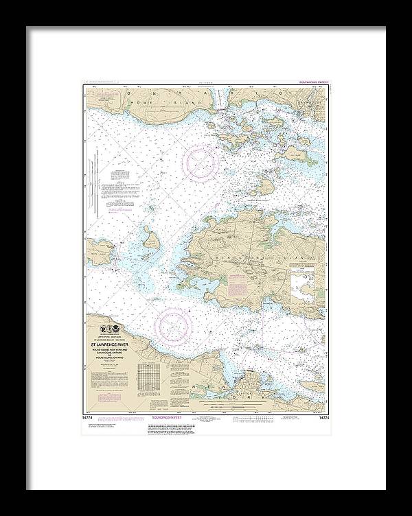 Nautical Chart-14774 Round I, Ny,-gananoque, Ont,-wolfe I, Ont - Framed Print