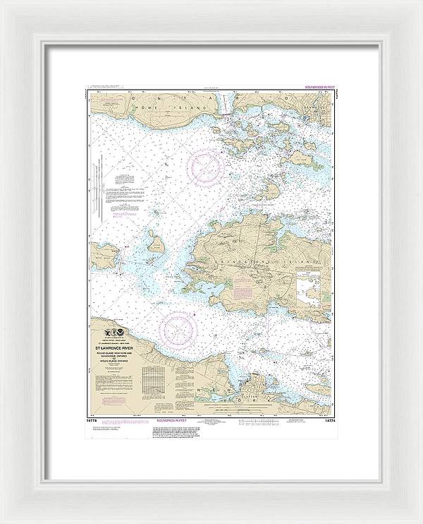 Nautical Chart-14774 Round I, Ny,-gananoque, Ont,-wolfe I, Ont - Framed Print