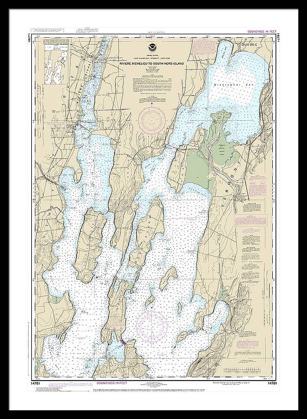 Nautical Chart-14781 Riviere Richelieu-south Hero Island - Framed Print