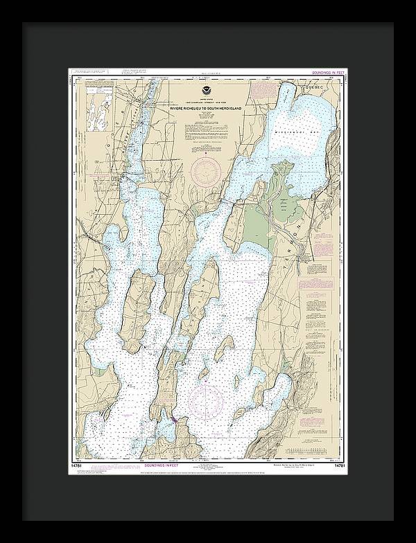 Nautical Chart-14781 Riviere Richelieu-south Hero Island - Framed Print