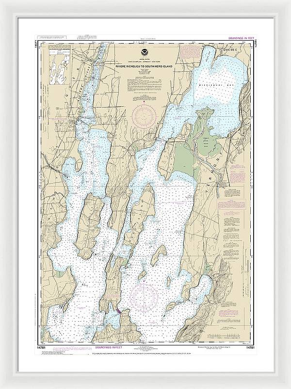 Nautical Chart-14781 Riviere Richelieu-south Hero Island - Framed Print