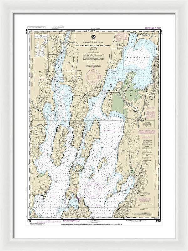 Nautical Chart-14781 Riviere Richelieu-south Hero Island - Framed Print