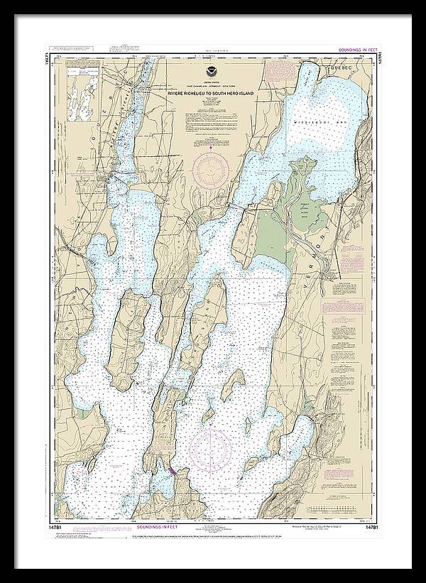 Nautical Chart-14781 Riviere Richelieu-south Hero Island - Framed Print