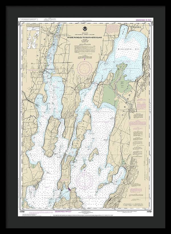 Nautical Chart-14781 Riviere Richelieu-south Hero Island - Framed Print