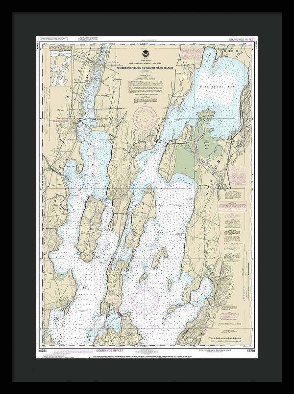 Nautical Chart-14781 Riviere Richelieu-south Hero Island - Framed Print