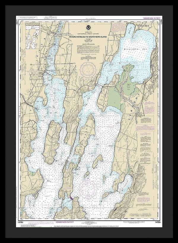 Nautical Chart-14781 Riviere Richelieu-south Hero Island - Framed Print