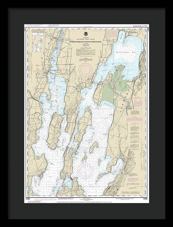 Nautical Chart-14781 Riviere Richelieu-south Hero Island - Framed Print