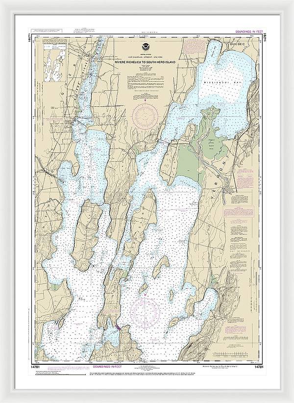 Nautical Chart-14781 Riviere Richelieu-south Hero Island - Framed Print