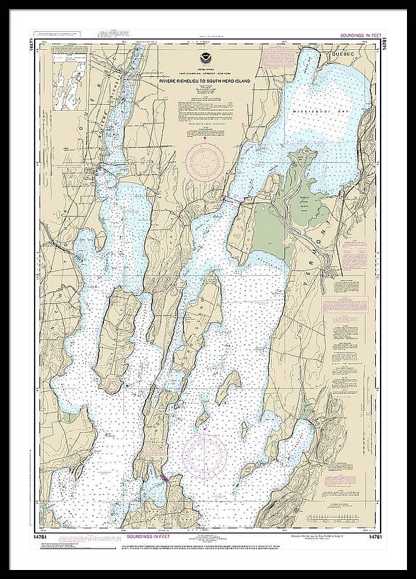 Nautical Chart-14781 Riviere Richelieu-south Hero Island - Framed Print