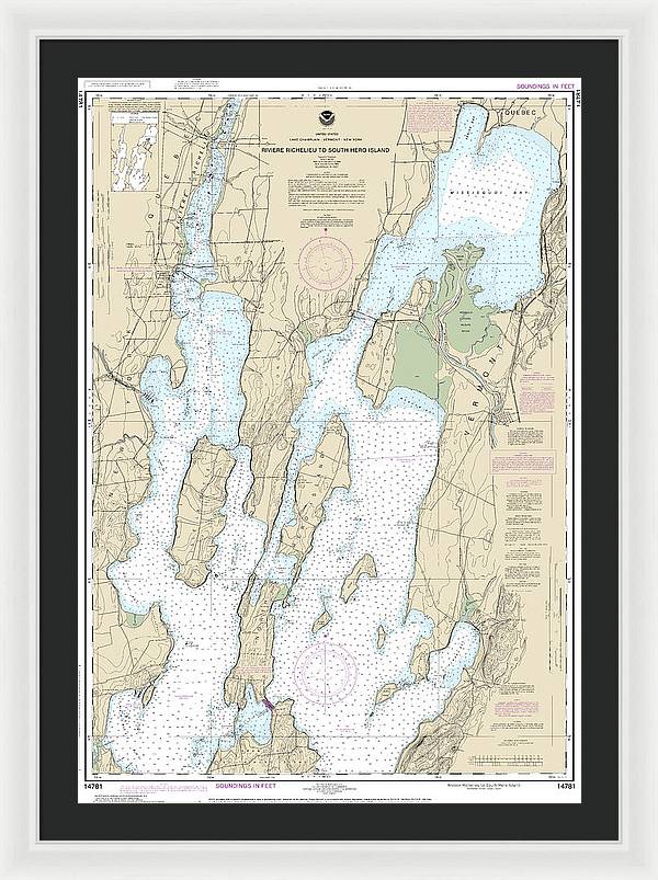 Nautical Chart-14781 Riviere Richelieu-south Hero Island - Framed Print