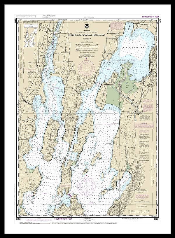 Nautical Chart-14781 Riviere Richelieu-south Hero Island - Framed Print