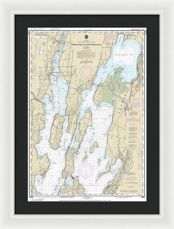 Nautical Chart-14781 Riviere Richelieu-south Hero Island - Framed Print