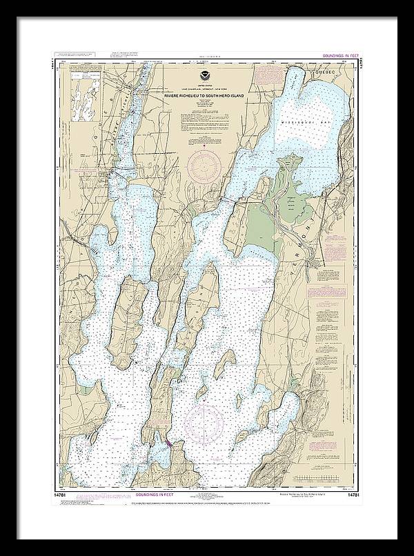 Nautical Chart-14781 Riviere Richelieu-south Hero Island - Framed Print