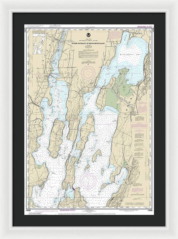 Nautical Chart-14781 Riviere Richelieu-south Hero Island - Framed Print