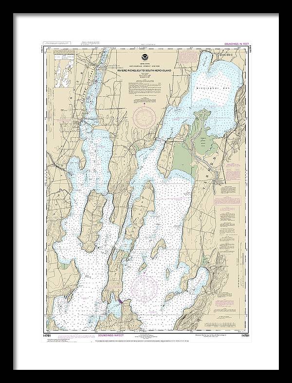 Nautical Chart-14781 Riviere Richelieu-south Hero Island - Framed Print