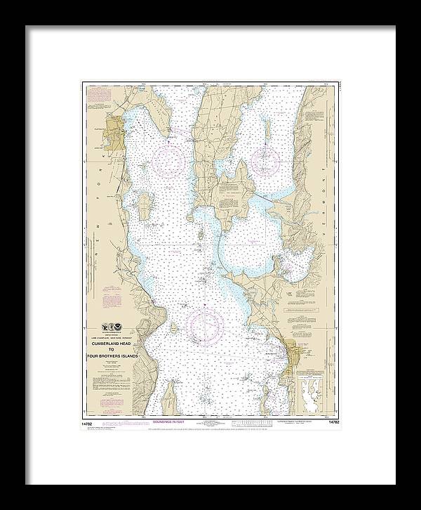 Nautical Chart-14782 Cumberland Head-four Brothers Islands - Framed Print