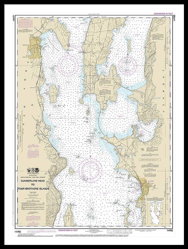 Nautical Chart-14782 Cumberland Head-four Brothers Islands - Framed Print