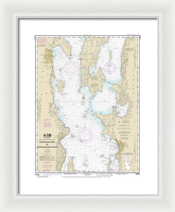 Nautical Chart-14782 Cumberland Head-four Brothers Islands - Framed Print