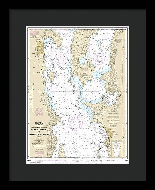 Nautical Chart-14782 Cumberland Head-four Brothers Islands - Framed Print