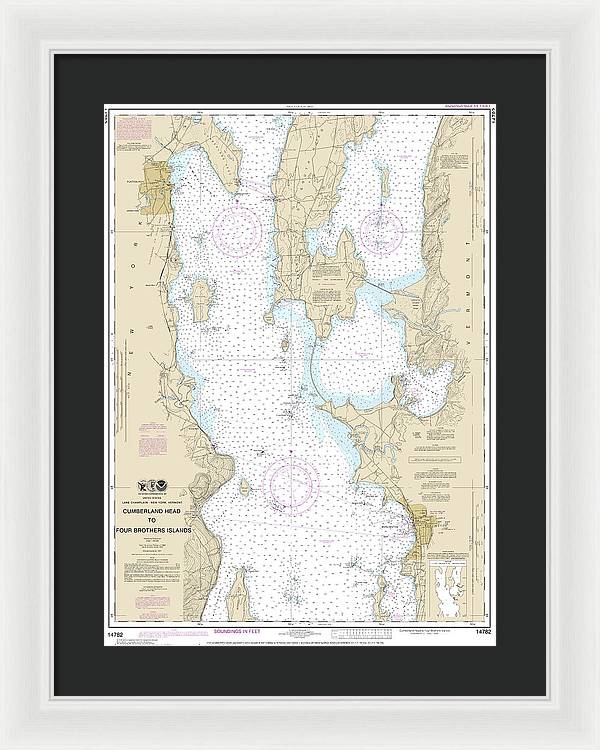 Nautical Chart-14782 Cumberland Head-four Brothers Islands - Framed Print