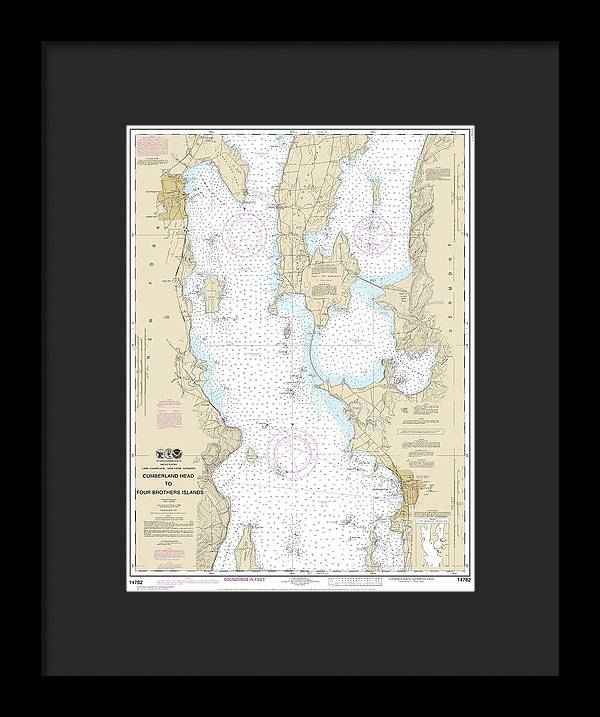 Nautical Chart-14782 Cumberland Head-four Brothers Islands - Framed Print