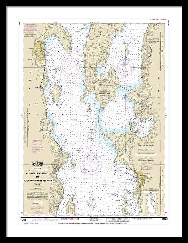 Nautical Chart-14782 Cumberland Head-four Brothers Islands - Framed Print