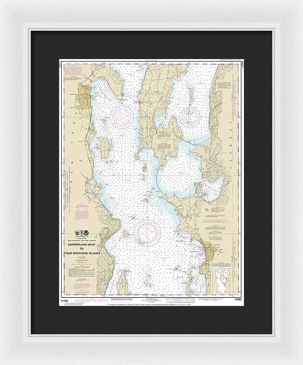 Nautical Chart-14782 Cumberland Head-four Brothers Islands - Framed Print